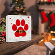 Farmhouse Christmas Decor, Christmas Decorations Indoor, Red Dog Paws Wooden Sign Rustic Home Shelf Desk Decor 5 x 5 Inches