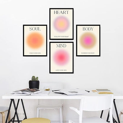 NCYEL 4 colorful abstract halo posters angel number positive energy inspirational language inspirational wall art bedroom girls room pink decoration living room bedroom apartment hotel dormitory 8x10