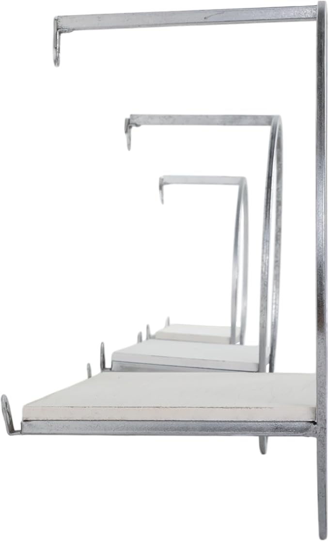 Set of 3 Metal and Wood Round Wall Shelves – Floating Storage Shelves for Wall, Living Room or Bedroom Wall Decor, Modern Circular Wall Storage, Home Decor – 16 & 14 & 12" Silver Metallic Finish