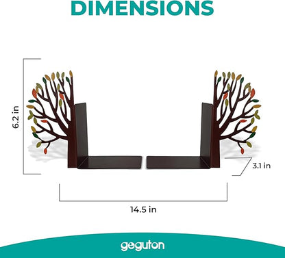 Tree Book Holder – Steel with Epoxy Paint and Creative Design – Organization and Style for Your Books – Matte Black – Geguton