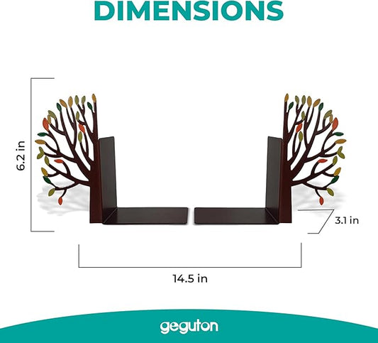 Tree Book Holder – Steel with Epoxy Paint and Creative Design – Organization and Style for Your Books – Matte Black – Geguton