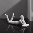 Style-B White Thinker Reads Book Decoration Reader Bookend for Home Aesthetic, Study, and Wine Cabinet – Stylish Shelf Decor Accent and Thoughtful Gift for Living Room, Bar, or Coffee Shop
