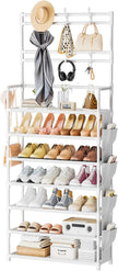 Shoe Rack 7 Tier Shoe Organizer Storage 21-28 Pairs Closet Shoes Rack for Front Door Entrance Shoe Rack Organizer with Hooks Side Pocket Entryway Large Capacity Shoe Shelf Tower Garage