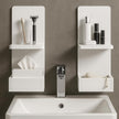 2-Tier White Floating Wall Shelf, 20x8x6 Wall-Mounted Wooden Beside Shelf/Nightstand for Home Décor, Plants, Cosmetics, Bathroom, Kitchen, Bedroom Storage (White with Box)