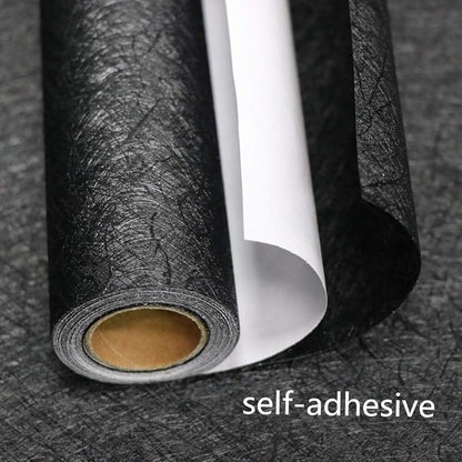Black Silk Wallpaper Peel and Stick Embossed Self Adhesive Contact Paper 15.7" x 393.7" Removable Waterproof Kitchen Vinyl Wrap Cabinet Textured Renter Friendly Wall Cover with Scraper, Paper Cutter