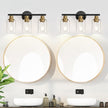 3-Light Bathroom Light Fixtures, Black and Gold Bathroom Wall Lights, Modern Vanity Light with Clear Glass Shade, Bathroom Wall Lamp for Mirror Kitchen Bedroom Hallway Cabinet