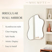 Irregular Wall Mirror Brass Wave Shaped Metal Framed Wall Mirror for Bathroom Bedroom Entryway Living Room Wall Decor 24