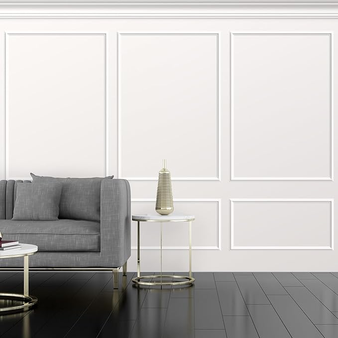 Pangda Peel and Stick Wall Molding Kit, 3D Premade Accent Molding Wainscoting Panel for Interior Wall Moulding Decor, Ready to Assemble Wainscoting Accent Panel (3 Set,39 x 63 in+39 x 28 in)