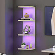 4-Tier Wall Shelf Unit with RGB Lights, Floating Lack Shelf for Home Decor, Wall Mounted Vertical Display Shelf for Bedroom Living Room Vanity, White