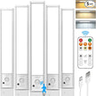 9inch Under Cabinet Lighting Wireless, Rechargeable Motion Sensor Indoor Light, 3 Color Temps & Dimmable Closet Lights with Remote, Magnetic Under Counter Light for Kitchen, Stairs, Wardrobe, 5 Pack