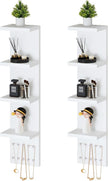 4 Tier White Lack Shelf Vanity Wall Shelf with 10 Crystal Hooks - Multi-Functional Storage for Makeup, Jewelry, Plants, Awards & Display (L7.1 x W5.5 x H30.7) (2)