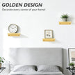 SMILECAT 7inch Small Floating Book Shelves for Wall Storage Set of 2.Wall Mounted Command Shelf for Bathroom,Bedroom,Living Room, Mini Tiny Display Hanging Shelves for Storage/Perfume/Room Decor.Gold
