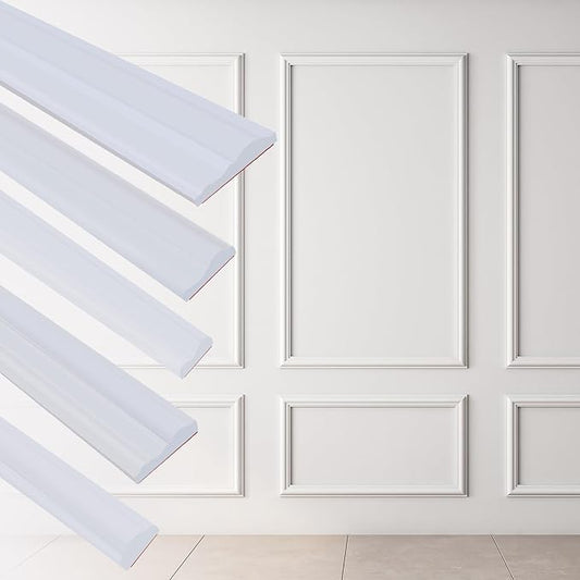 480"L x 0.9"W Peel and Stick Chair Rail Panel Molding, Pre-Primed Trim for Home Decoration & Wall Protection