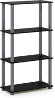 Furinno TURN-S-TUBE Storage Shelves, 4-Tier Book Shelf, Corner Shelf, Toolless Open Shelves, for Organization and Storage, Living Room, Garage, Home Office, Black