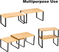 NEX Kitchen Cabinet and Counter Shelf Organizer, Stackable & Expandable, Black and Natural