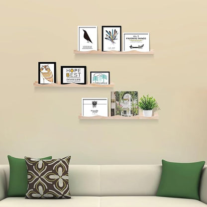 AZSKY Floating Bookshelf for Kids, Cloud Picture Ledge Shelf Natural 23.6 Inches Nursery Book Shelves Set 3, Baby Book Shelf for Kids Room, Toddler Room, Nursery Decor