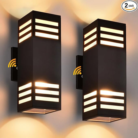 Housen Solutions LED Dusk to Dawn Outdoor Lighting 2 Pack, Up Down Outdoor Wall Lights with Bulbs, IP65 Waterproof Sensor Exterior Light Fixture Wall Sconce for Porch, Bronze