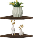 Joiishom Wood Corner Wall Shelves Set of 2, Solid Wood Corner Floating Shelves, Round End Wall Mounted Floating Corner Shelf for Bedroom, Living Room and Kitchen. (Brown-12 inch)
