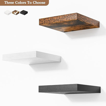 Olakee Corner Floating Shelf Set of 4, 9.84’’ Rustic Wood Wall Mounted Corner Shelf for Bathroom, Bedroom, Kitchen, Living Room, Farmhouse, Office-Heavy Duty Floating Shelves – Carbonized Black