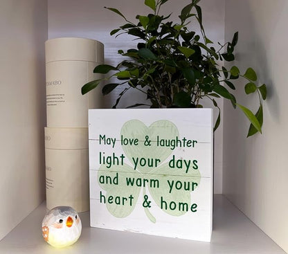 St. Patrick's Day Decor, Wooden Box Sign Desk Decor, White Wood Box Sign, Inspirational Decor Sign, Table Decorations for Home Living Room Bedroom, Housewarming Gift, Saint Patrick's Day Gift