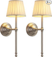 KDG Cordless Wall Sconces Set of 2, Small Wireless 5200mAh Rechargeable Battery Fabric LED Wall Lamps, Portables Lightings for Wall Painting, Living Room, Bedroom, Hallway, Gifts, Night Light (Nickel)