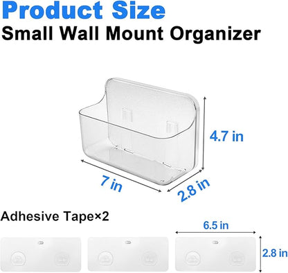 Diesisa 2pc Acrylic Wall Mount Organizer, Small Adhesive Clear Cabinet Door Organizer,Acrylic Shelves for Wall,No Drilling Hang Walls,with Self Adhesive Tape, for Bathroom, Kitchen, Living Room