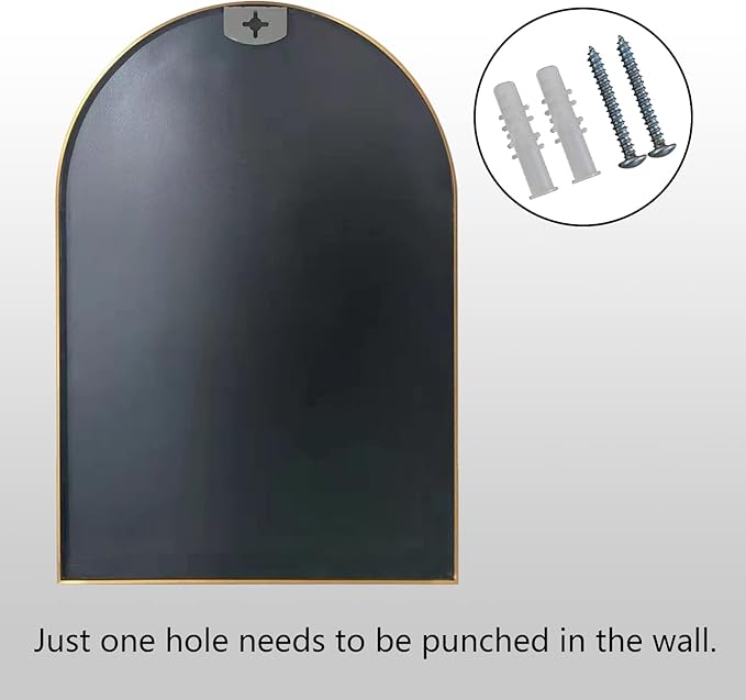 HARRITPURE Wall Mounted Mirror Arch Mirror for Bathroom,Vanity Mirror Aluminum Alloy Metal Frame Home Decor for Bathroom Bedroom Living Room Entryway (Black-2Pcs, 20“*30”)