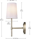 Globe Electric 51861 Clarissa 1-Light Wall Sconce, Matte Brass, White Fabric Shade, Bulb Not Included