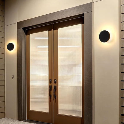 Black Modern Wall Sconce Round Disc Sconces Wall Lighting Metal Circular Stairwell Lighting 3000K Warm LED Wall Lights for Living Room Bedroom Stairway - 8"