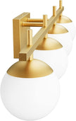 Ralbay Mid Century Gold Bathroom Vanity Lights 4-Light Gold Milky Glass Modern Bathroom Lighting Fixtures Over Mirror, Gold 4-Light (Exclude Bulb)