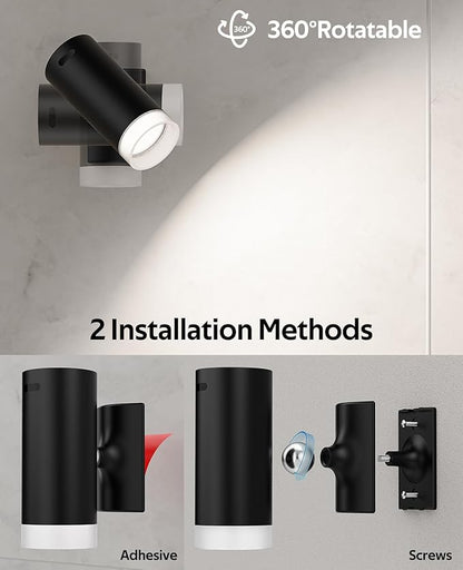 LED Wall Sconces, Battery Wall Sconces Set of Two with Rechargeable Battery Operated 12RGB and 3CCT Dimmable Wireless Magnetic Lights, for Bedroom Bedside Reading Living Room Picture