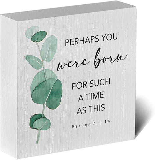 Bible Verse Rustic Office Desk Decor Inspirational Quotes Christian Wood Box Sign Positive Affirmations Scripture Farmhouse Decor Religious Wood Block Sign for Home Shelf Table Centerpiece Decoration