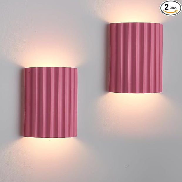 Pink Gypsum Modern LED Wall Sconces Wall Lighting Set of 2, Indoor Hardwired Walls Mount Light Fixtures Up Down Lamp for Hallway Bedroom Living Room Dining Room【Bulbs Included】