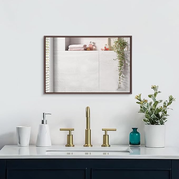 AAZZKANG Bathroom Mirror Rectangular Metal Framed Vanity Mirrors for Bedroom Bathroom Living Room Home Decor 20