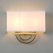 Yosoan White Fabric Cloth Boho Aged Brass Gold Wall Sconce Stairwell Fixture Light, 2-Light Indoor Hardwired Dual Vanity Wall Mount Vintage Antique Metal Base Lights Square Shade for Bedside Hallway
