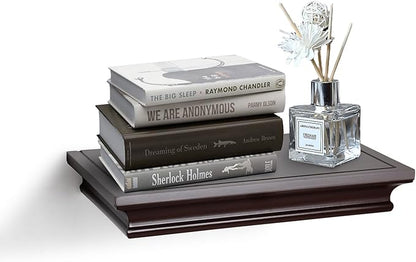 AHDECOR Floating Shelves Wall Mounted, Deeper Wall Storage Shelf for Home Décor, Super Sturdy, Easy to Install, 12” Wide, 7.75” Deep, Espresso Brown