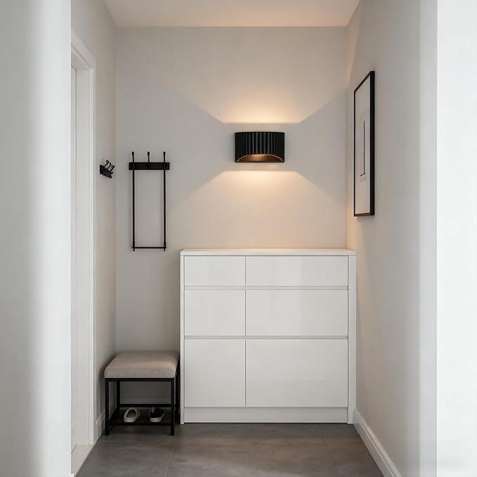 Black Modern LED Wall Sconces Wall Lighting, Gypsum 3000K Warm White Indoor Hardwired Wall Mount Light Fixtures Lamp Up and Down for Living Room Bedroom Hallway Dining Room