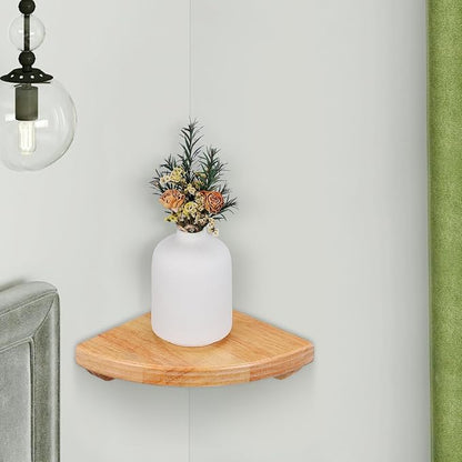 Alipis Corner Shelf Wall Mounted, 6Inch Wooden Corner Shelf Floating Wall Storage Shelf Round End Display Shelf for Bedroom, Living Room, Kitchen, Hotel