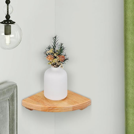 Alipis Corner Shelf Wall Mounted, 6Inch Wooden Corner Shelf Floating Wall Storage Shelf Round End Display Shelf for Bedroom, Living Room, Kitchen, Hotel