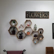 WONFUlity Hexagon Floating Shelves Honeycomb Shelves Wall Mounted Wood Farmhouse Storage Wall Shelf for Bathroom, Kitchen, Bedroom, Living Room,Driftwood Finish Decor,Dark Brwon
