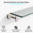 Glass Shelves for Bathroom,16-Inch Brushed Nickel Floating Bathroom Shelf Stainless Steel Tempered Glass Shelf Modern Shelves Wall Mounted