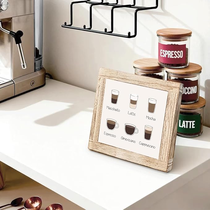Coffee Bar Decor Sign Rustic Vintage Hanging Wall Art Decor Signs Handmade Wooden Coffees Plaque Coffee Sign for Bar Farmhouse Station Home Kitchen Office Ideal Gift for Coffees Lovers 5.9x5.9 inches