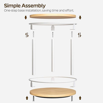 Lazy Susan Organizer, Rotating Spice Rack, 2 Tier Spice Turntable Organizer, Industrial Turntable Spice Holder, for Kitchen Countertop, Compact and Versatile, White and Natural SR22WN