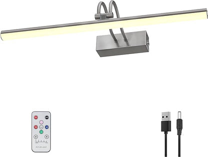 Picture Light,Picture Lights for Wall Cordless,16" Picture Lights with Timer and Dimmable,Battery Wall Lights for Display Gallery Painting Art Frame Portrait-Black Steel