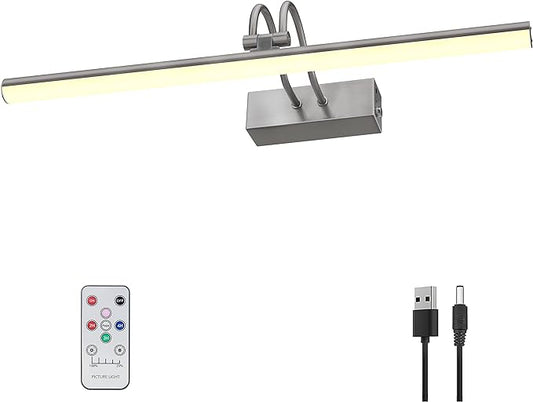 Picture Light,Picture Lights for Wall Cordless,16" Picture Lights with Timer and Dimmable,Battery Wall Lights for Display Gallery Painting Art Frame Portrait-Black Steel
