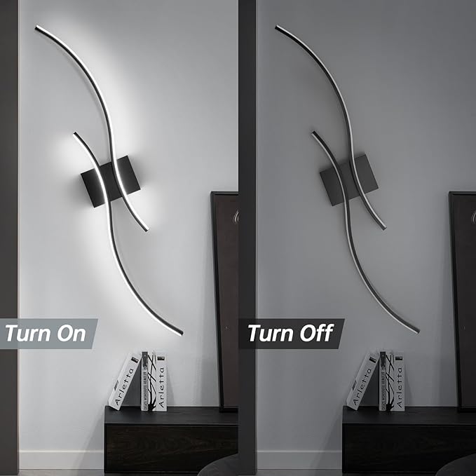 CANEOE Modern Led Wall Light, 39inch Black Indoor Led Wall Sconce Lighting, Bathroom Vanity Light Fixtures Over Mirror for Living Room Hallway Bedroom Bedside Wall Lamp (Cool White, 6000K)