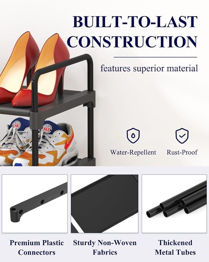 Kitsure Shoe Rack for Closet, Sturdy Shoe Storage for Entryway, Space-Saving Shoe Rack Small and Shoe Shelf, 27.6