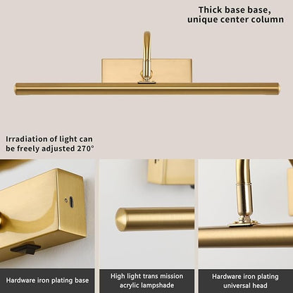 Picture Light for Wall, 5000mAh Rechargeable Wireless Remote Lights, Dimmable Gold LED Art Painting Light with 3 Color Temps, Display for Gallery, Living Room, Bedroom, Hallway (16-Inch)