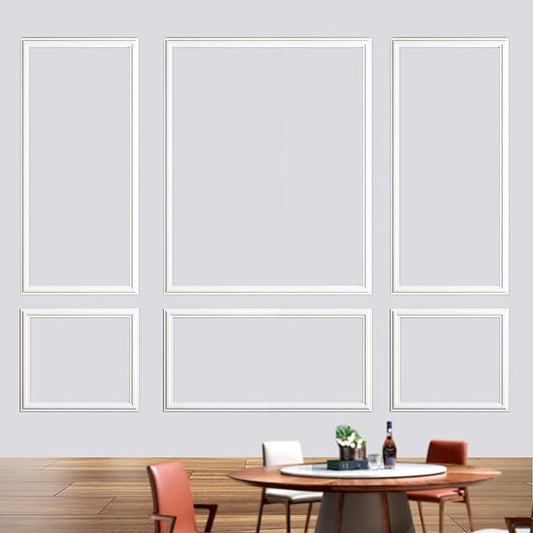 Gaahing 6 Sets Premade Accent Wall Molding Kit, Pre-Cut Wainscoting Panels, Ready to Assemble Chair Rail Moulding for Interior Decoration