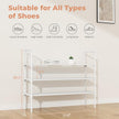 3 Tier Shoe Rack for Closet, Shoe Organizer with 5 Hooks, Long Shoe Shelf Storage for Shoe and Boot Stackable Free Standing Shoe Rack for Entryway, Garage, Small Spaces, Dorm, White